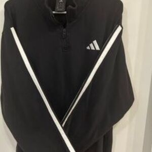 Adidas Black Performance Zip Jacket with Diagonal Stripes